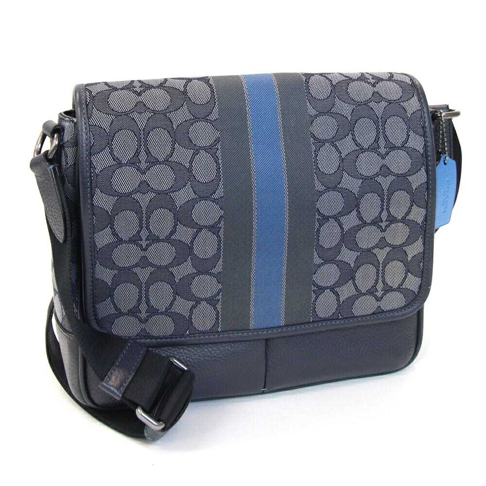 コーチ ショルダーバッグ シグネチャー トンプソン スモール マップバッグ C6583 ネイビーブルー レザー キャンバス 中古拍卖