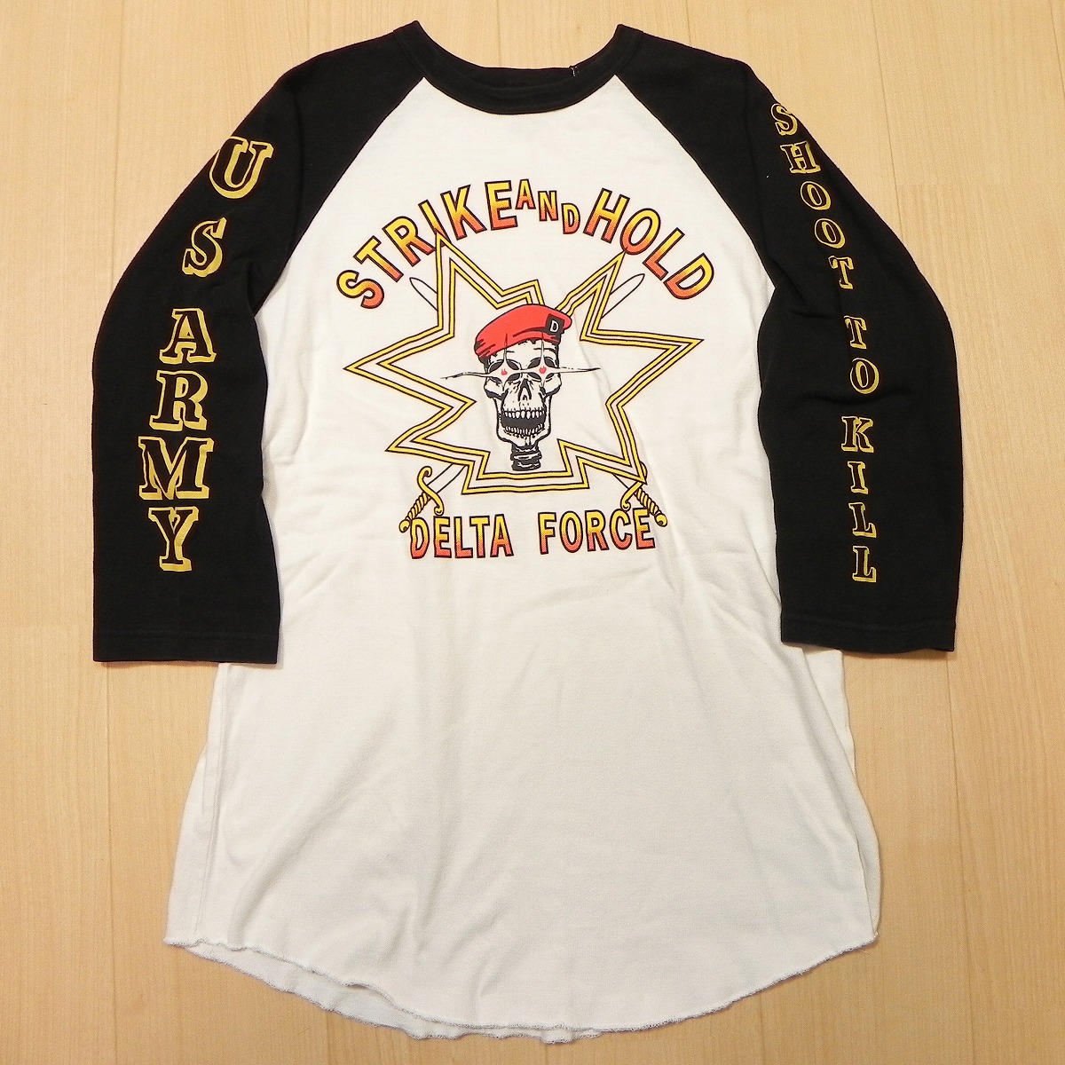 ★ JELADO 七分袖 ラグラン Tシャツ 40 ジェラード US ARMY 袖プリ ミリタリー スカル ドクロ プリントT 古着 ★a拍卖