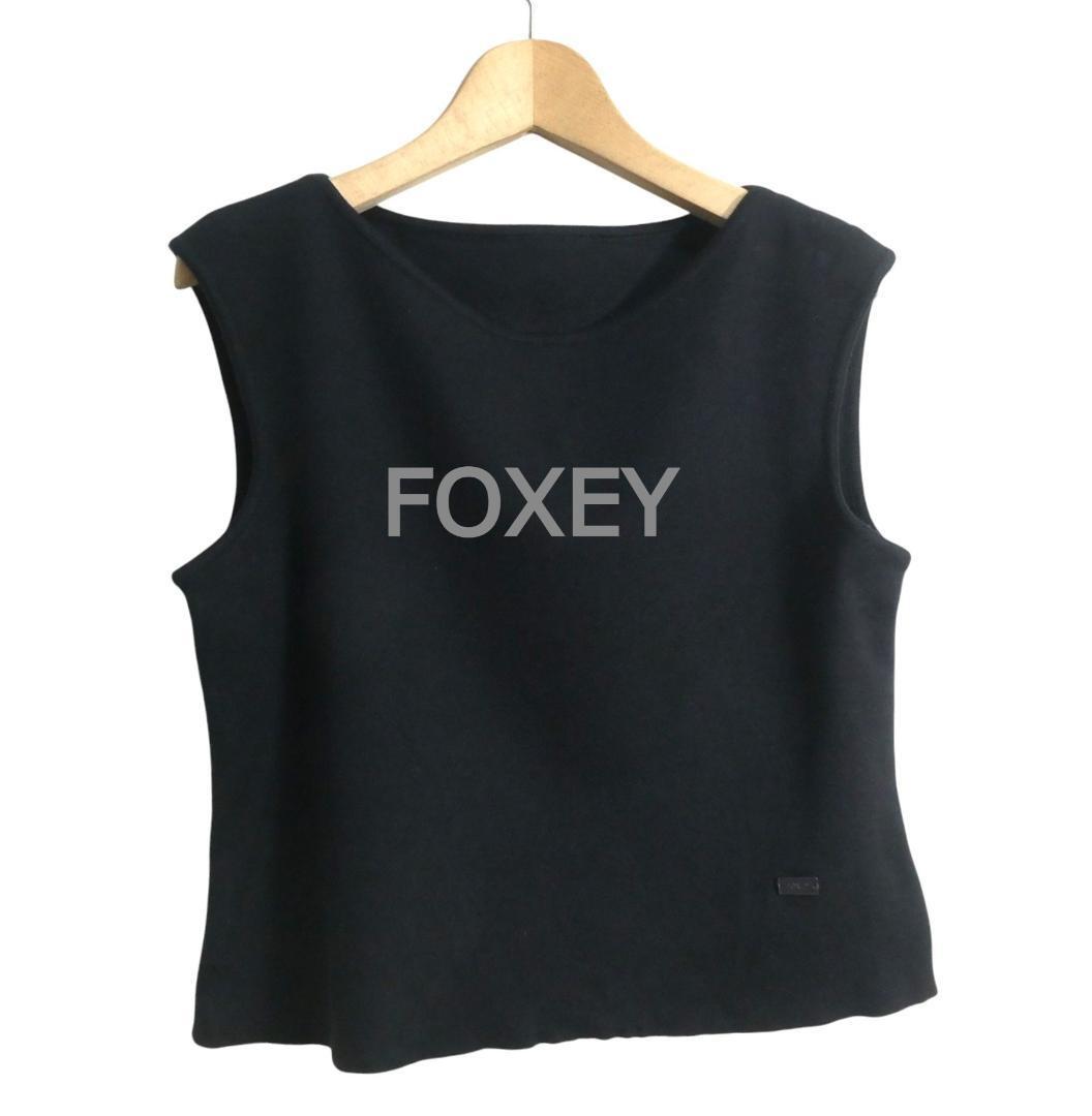 美品 FOXEY BOUTIQUE フォクシーブティック サイズ40 ASTER アスター シルク ストレッチ ノースリーブ ニット カットソー トップス 黒拍卖