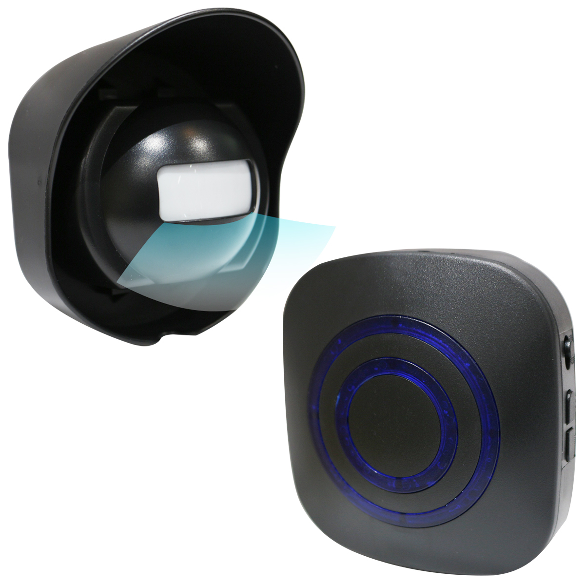 【送料380円】人感センサー ワイヤレスチャイム 自宅 店舗 事務所 倉庫 来客をチャイムでお知らせ 玄関 インターホン 送受信機 セット 黒拍卖