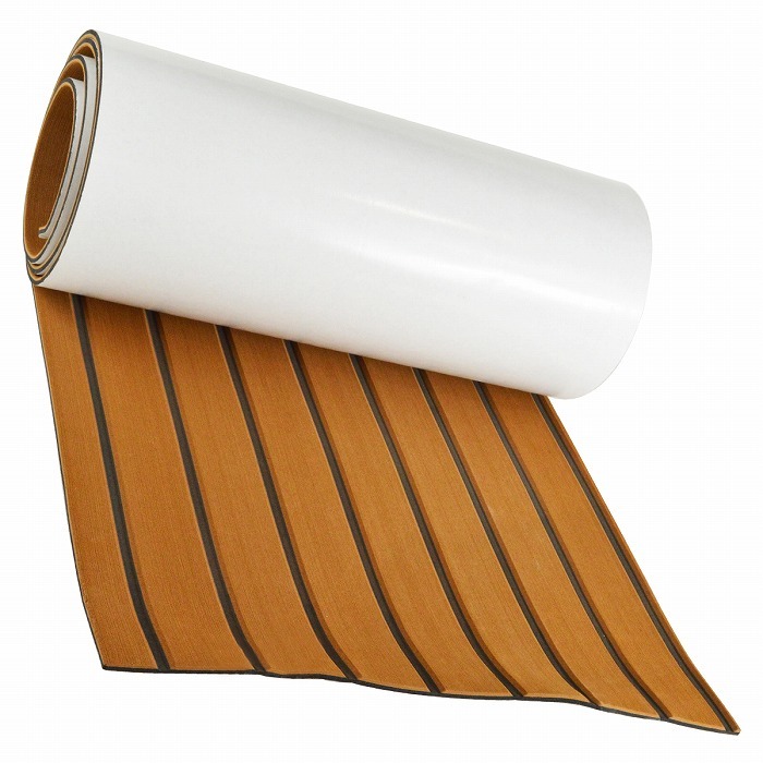 全長 2400mm 幅 450mm 厚6mm EVA マリン デッキマット 船 ヨット ボート クルーザー フロアマット 木目 ブラウン 茶木目拍卖