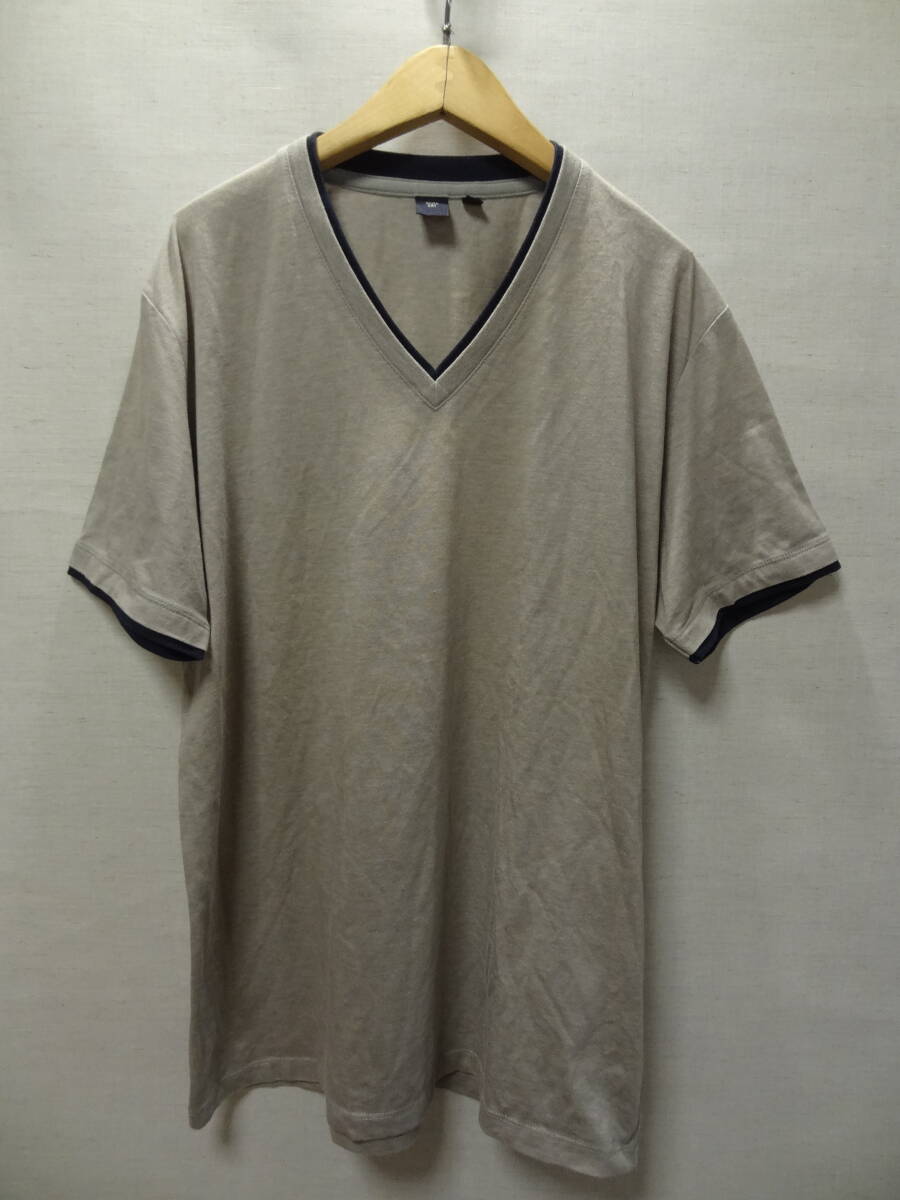 全国送料無料 ユニクロ UNIQLO QUICK DRY メンズ ポリ70%綿30%素材 半袖 Vネック重ね着レイヤード風 Tシャツ Lサイズ拍卖