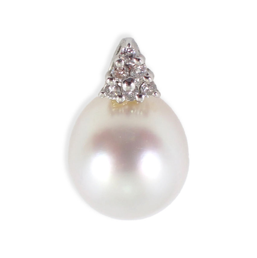 【中古】Pt900/ダイヤモンド 白蝶真珠 ペンダントトップ/g495-21拍卖