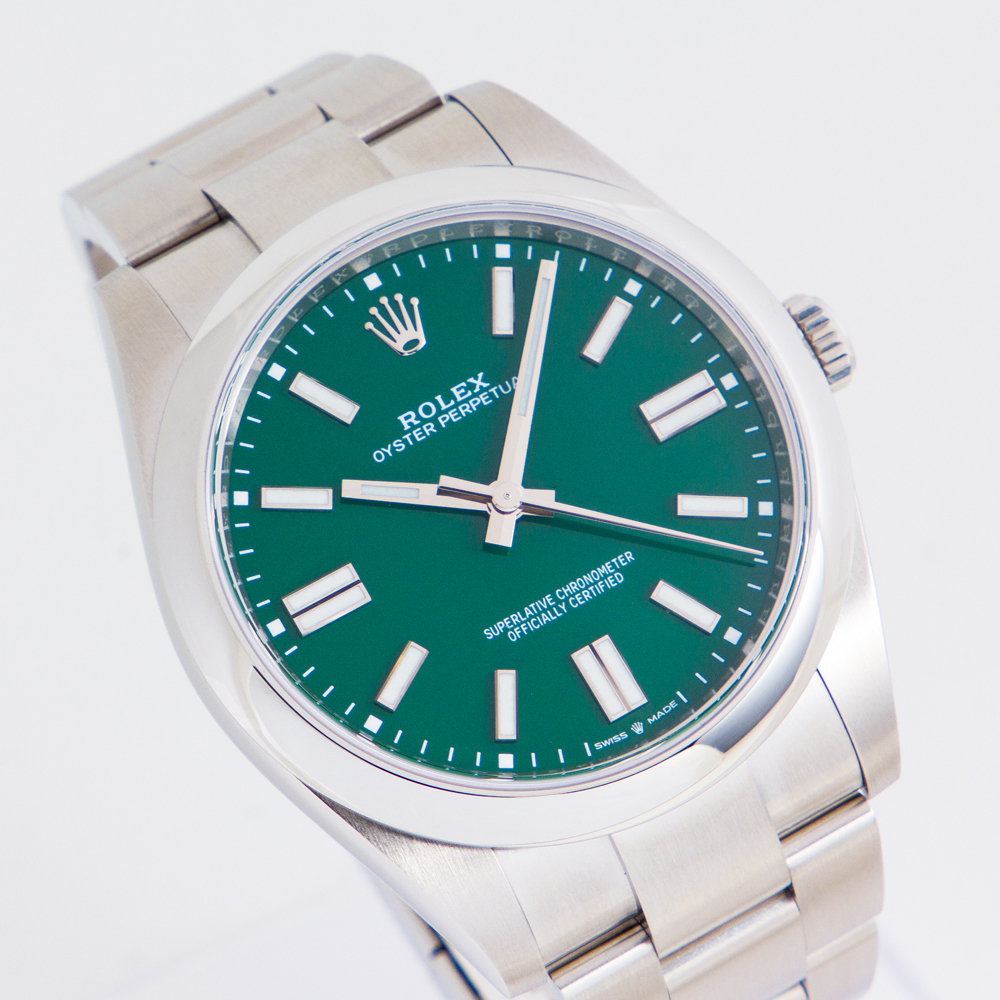 【未使用】ロレックス ROLEX オイスターパーペチュアル 41 124300 グリーン文字盤拍卖