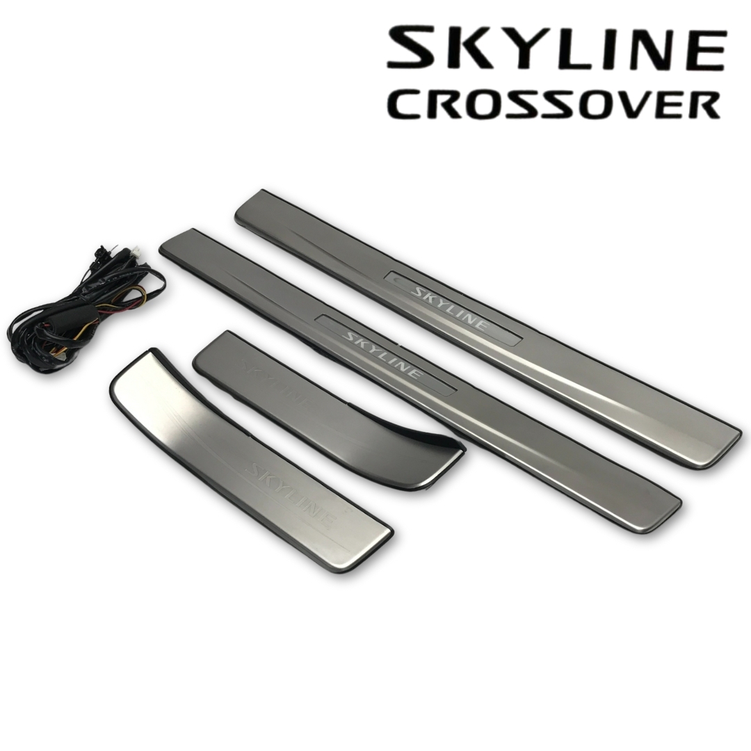 ☆希少 スカイライン クロスオーバー NJ50 J50 純正オプション スカッフプレート キッキングプレート 1台分 即決/即納/点灯OK☆拍卖