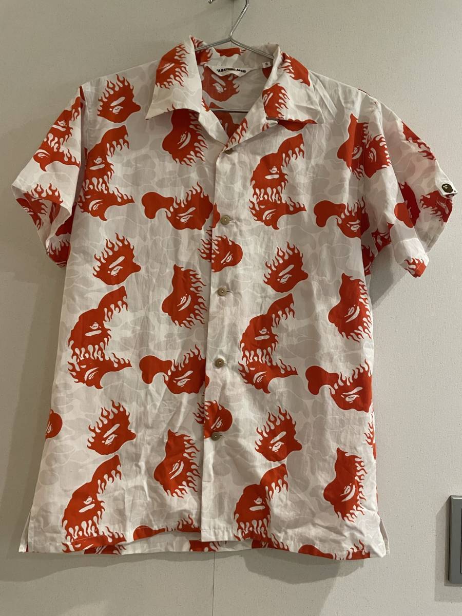 A BATHING APE アベイシングエイプ ファイヤーカモ アロハシャツ 半袖シャツ拍卖
