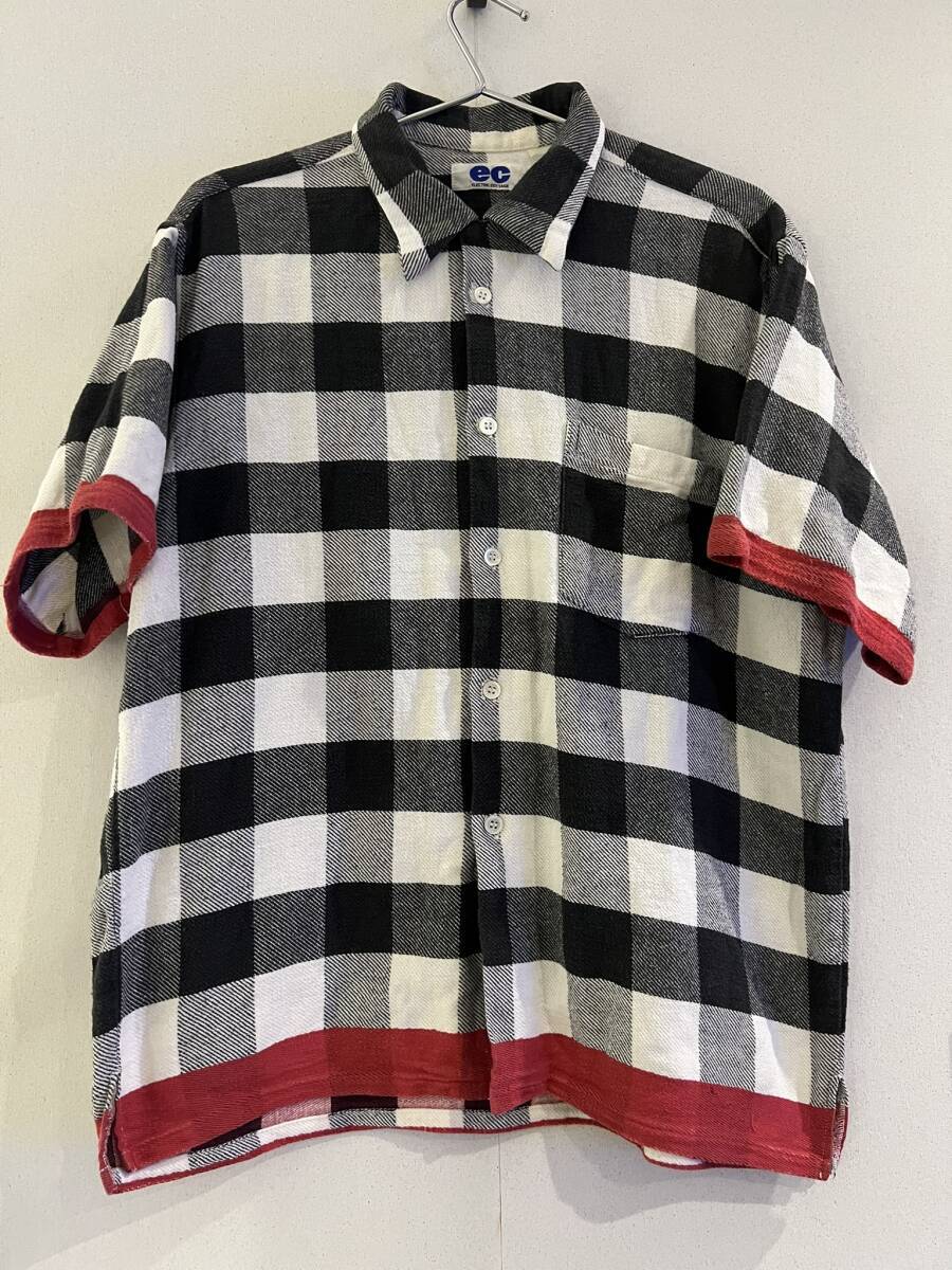 90Sアーカイブ エレクトリックコテージ ELECTRIC COTTAGE ブロックライン ネルシャツ サイズM拍卖