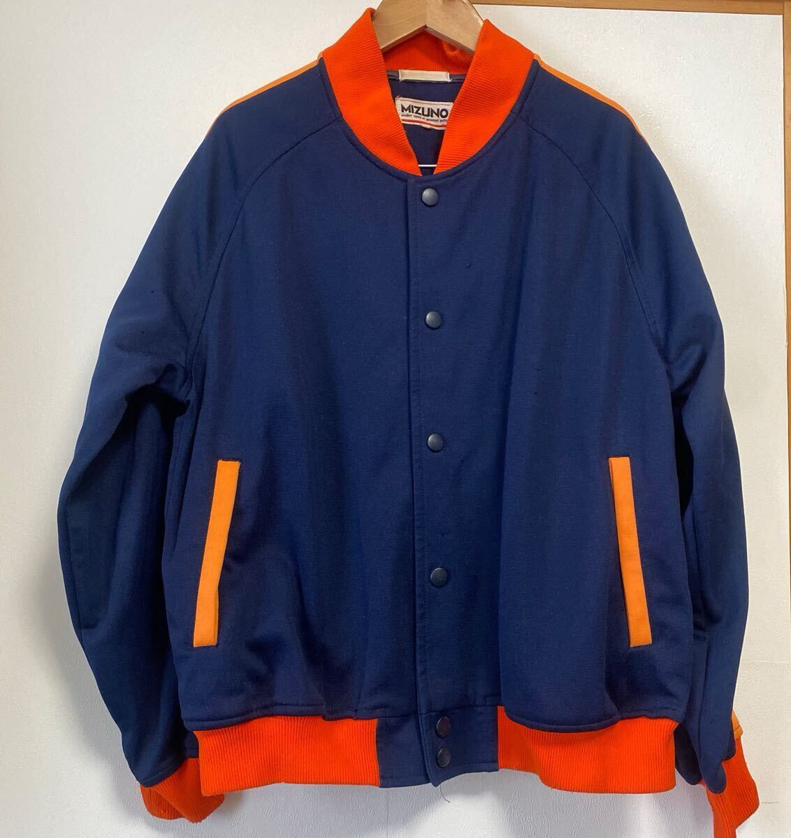 MIZUNO ミズノ ブルゾン スナップボタン 紺×オレンジ L 古着拍卖