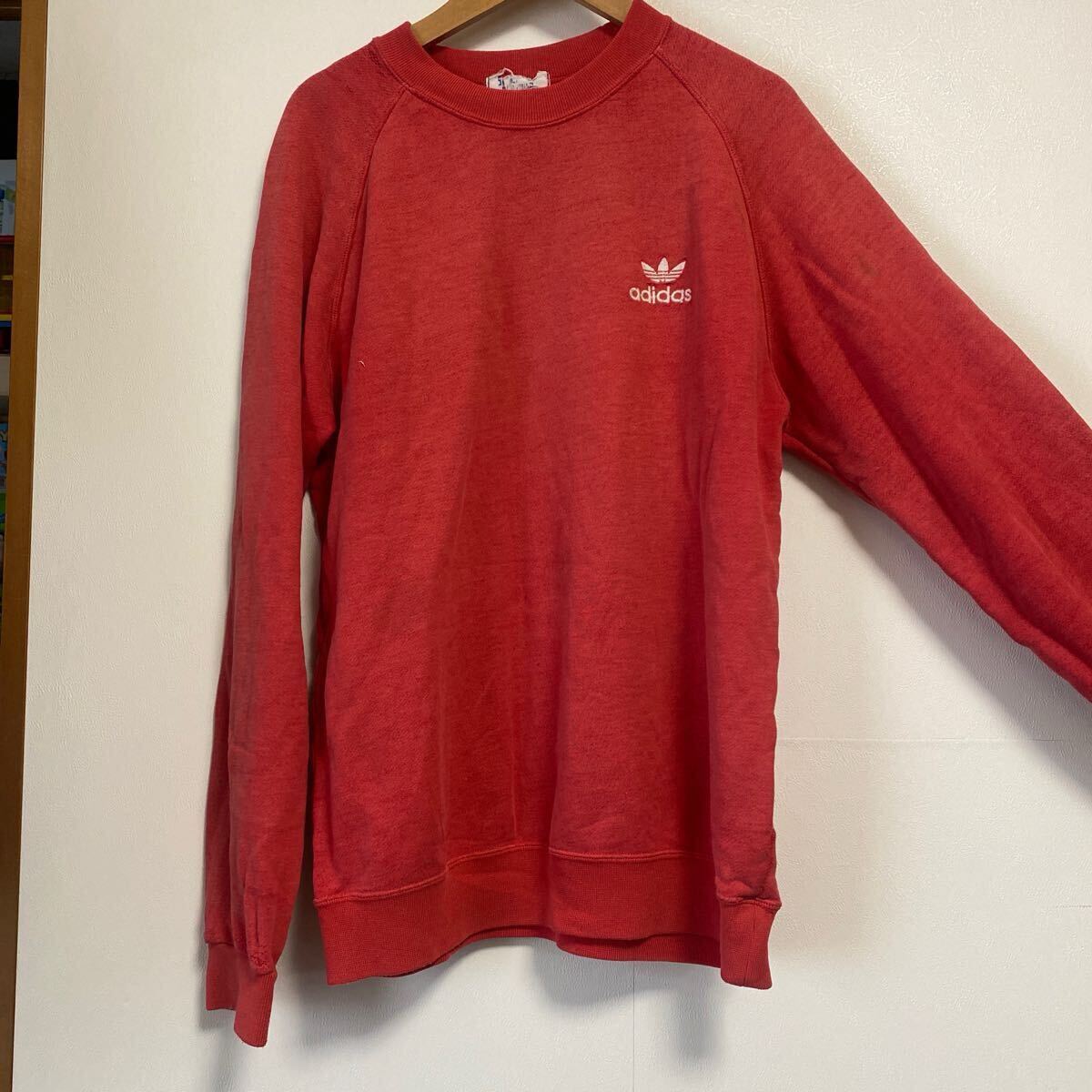 adidas スウェット ヴィンテージ 赤 トレーナー ラグラン 古着 M拍卖