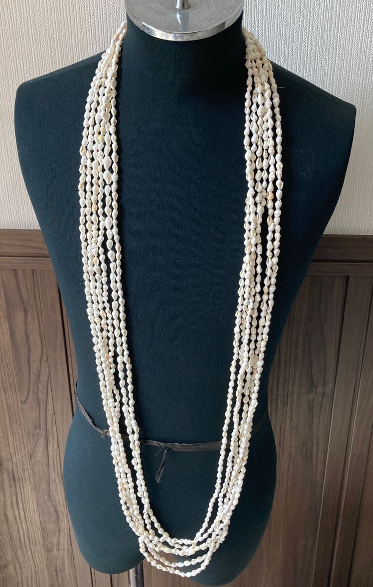 未使用 【 シェルレイ 6連 全長約146cm(折り返して約73cm)】 フラ フラダンス ハワイ ネックレス アクセサリー 貝 貝殻 天然貝 Shell Ray拍卖