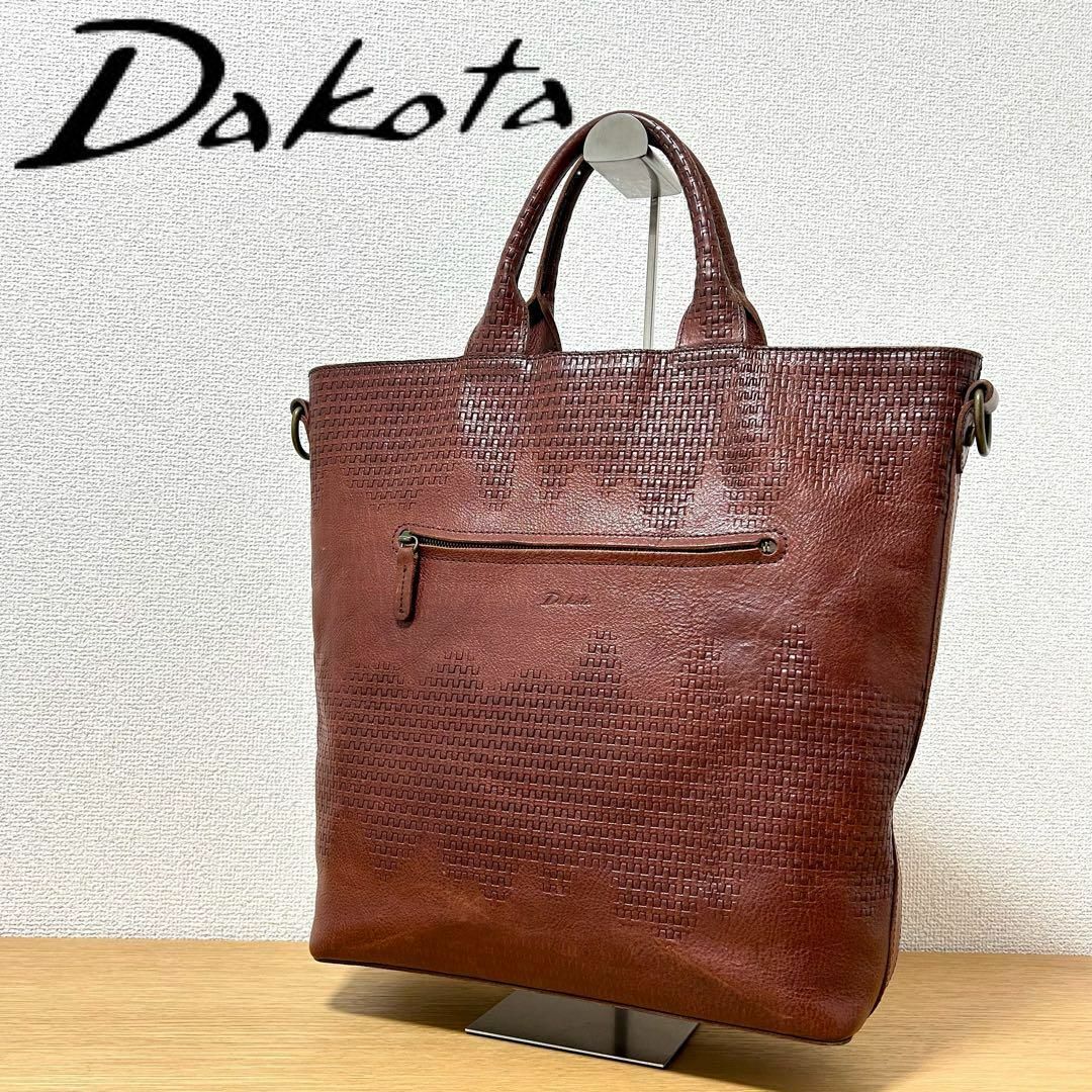 大型 Dakota ダコタ レザートートバッグ ステッチ柄 2way拍卖