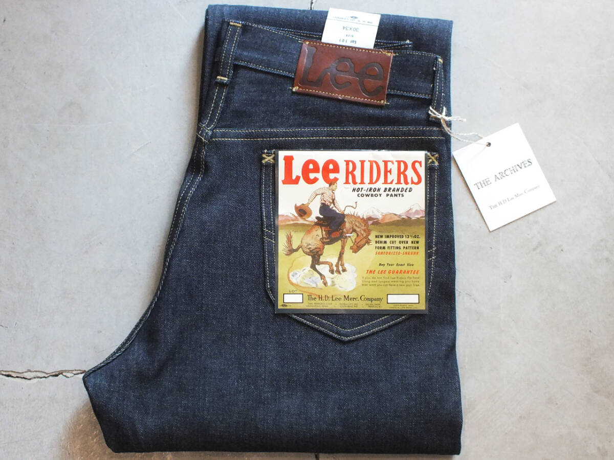 新品 W34 Lee ARCHIVES COWBOY 101 PROTO TYPE 1945MODEL RIGID リー アーカイブス カウボーイ ボタンフライ リジッド 生デニム 左綾拍卖