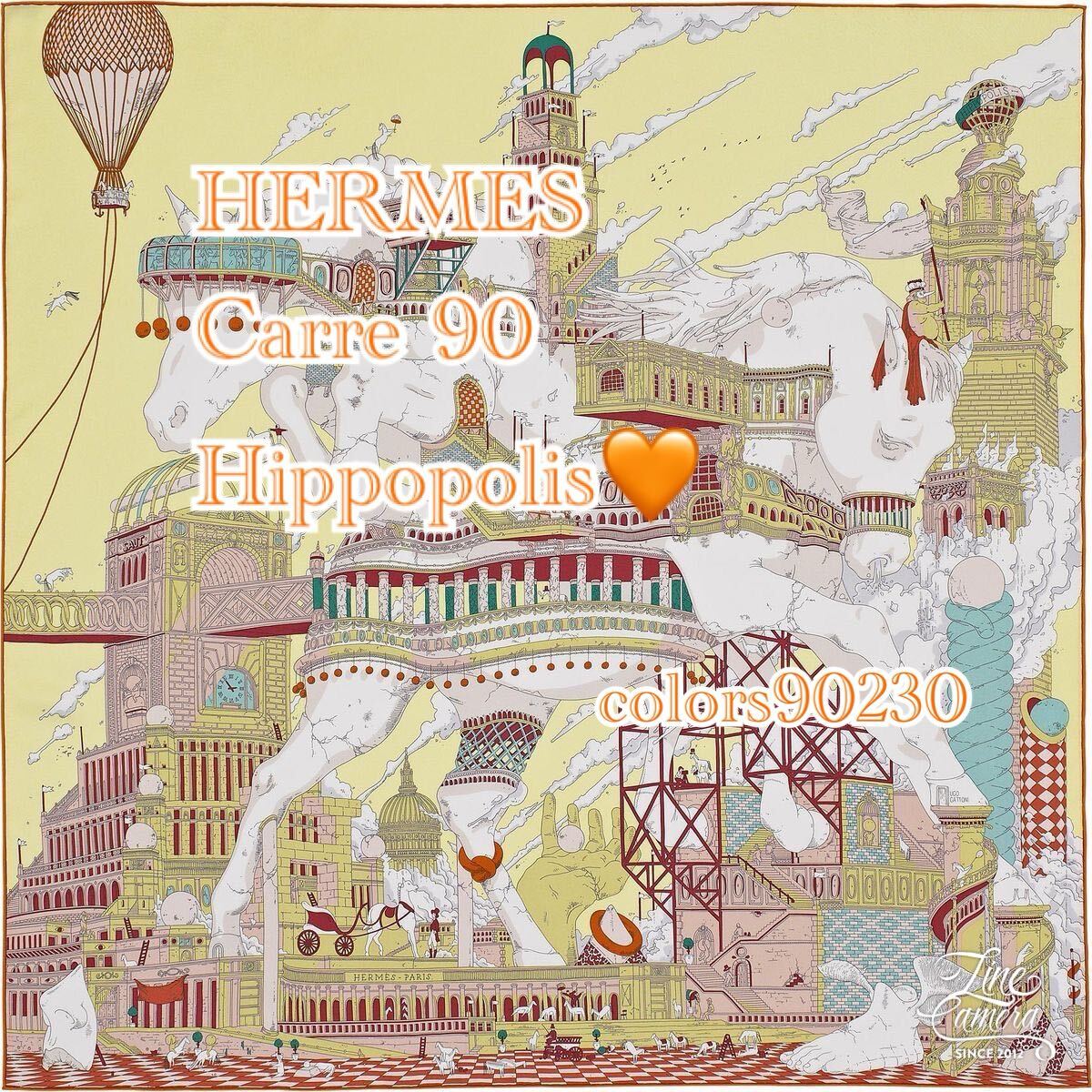 激レア!新品未使用◆ エルメス 大判 スカーフ ストール カレ90 イポポリス シルク100% ウーゴ ガットーニ / パリオリンピック Hippopolis拍卖