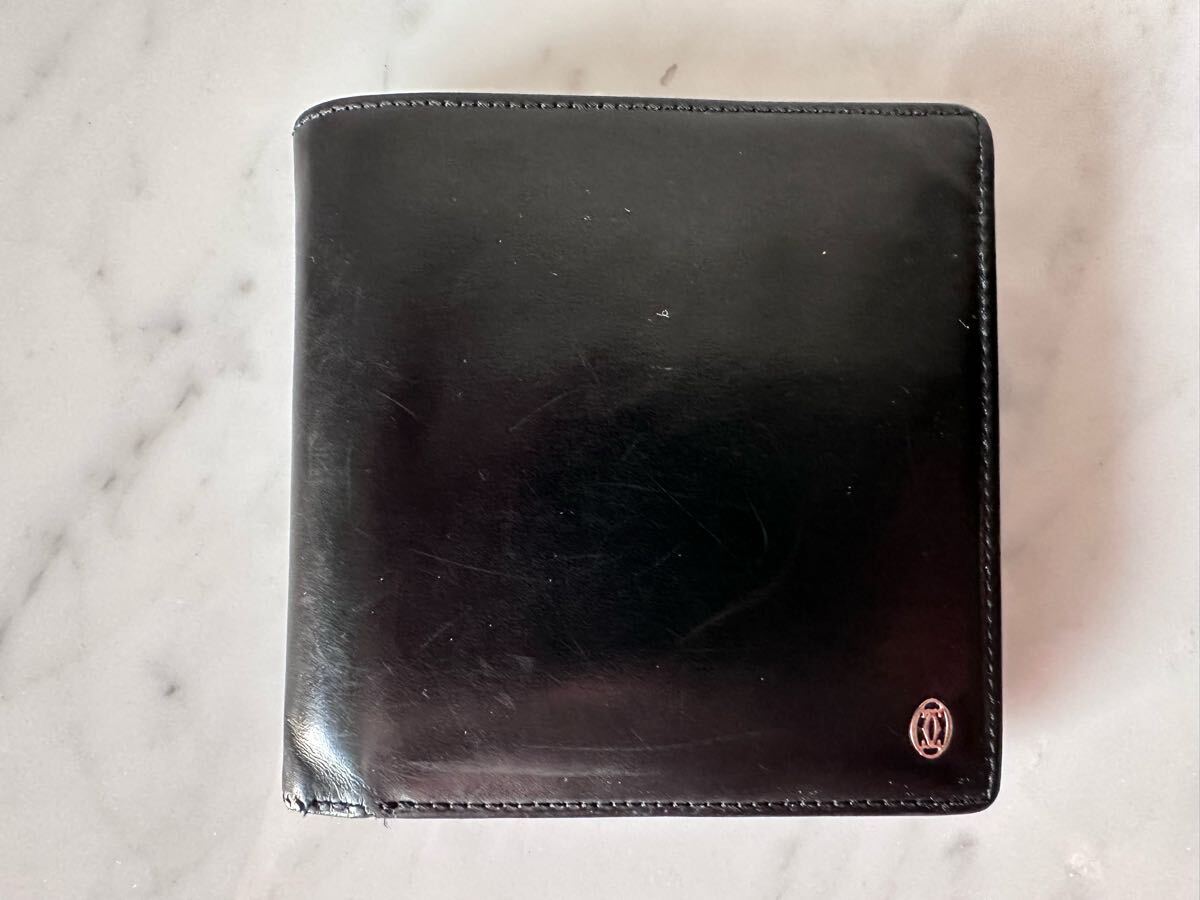 ☆Cartierカルティエ 2つ折財布 パシャ 2C C2 ブラック 黒 二つ折り レザー シルバー金具 L3000128☆拍卖