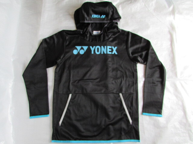 Mサイズ yonex 起毛裏地 長袖 フーディー 使用少なめ きれい ヨネックス フード パーカー ジャケット ブラック系 メンズ拍卖
