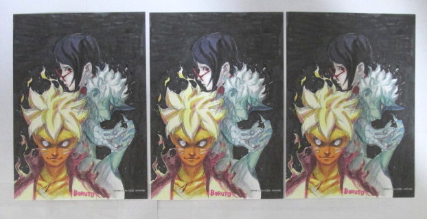 【3枚セット】【イラストペーパー】 BORUTO ボルト 岸本斉史/池本幹雄 検イラストカード拍卖
