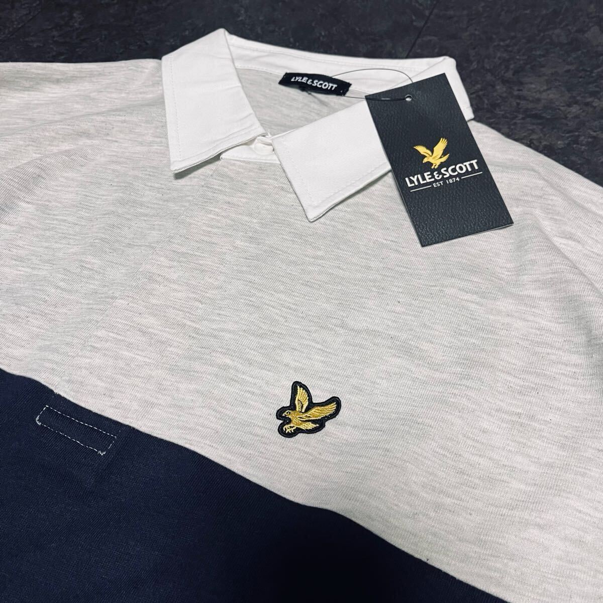 XL/2L/LL/O 送料無料 ライルアンドスコット 長袖 ポロシャツ メンズ 新品 ワンポイント ワッペン 春秋 ストレッチ グレー 灰 ネイビー 紺拍卖