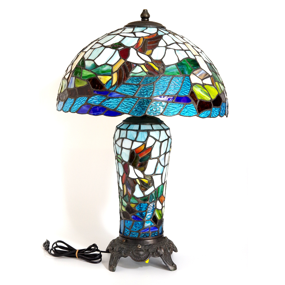 ステンドグラス 卓上照明 テーブルスタンド 3灯 高さ 63㎝拍卖