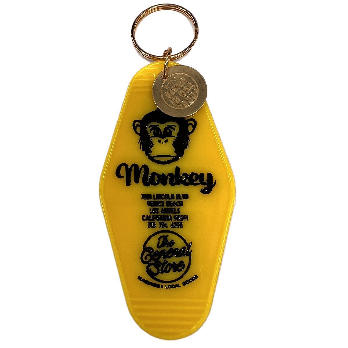◆送料\140◆【モーテルキーホルダー】※《MONKEY / イエロー》 猿 ホテル キータグ キーホルダー拍卖