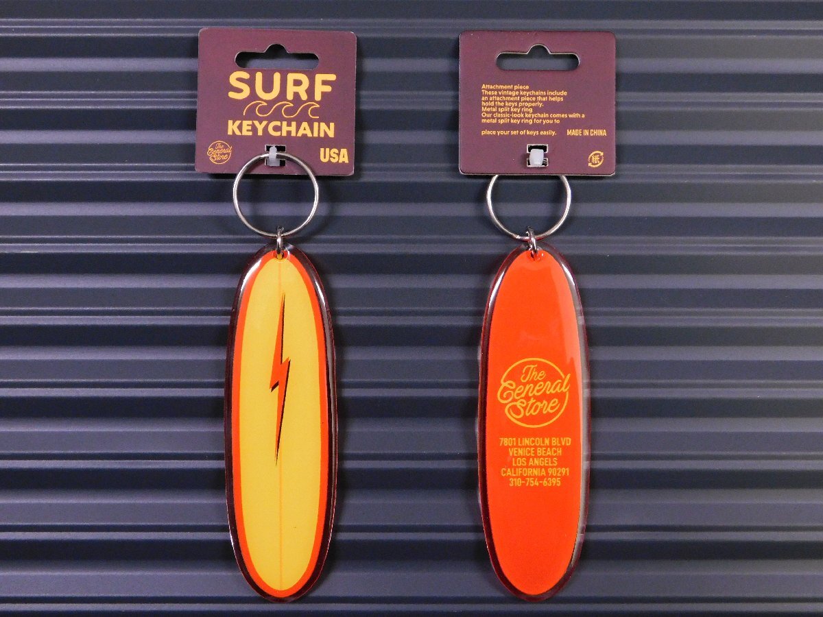 ◆送料\140◆【サーフキーチェーン】※《LIGHTNING BOLT / イエロー》 サーフボード アクリル キーホルダー拍卖