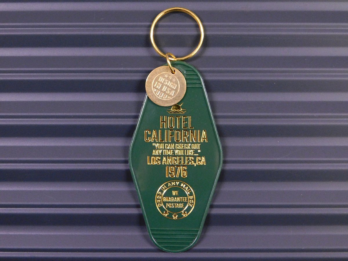◆送料\140◆【モーテルキーホルダー】※《HOTEL CALIFORNIA / グリーン×ゴールド》 カリフォルニア ホテル キータグ キーホルダー拍卖