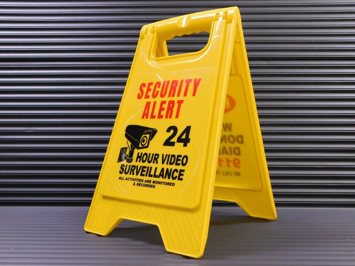 【SECURITY・24時間監視中】※《フロアサイン・リバーシブル》 メッセージサイン 折りたたみ看板 アメリカン雑貨拍卖
