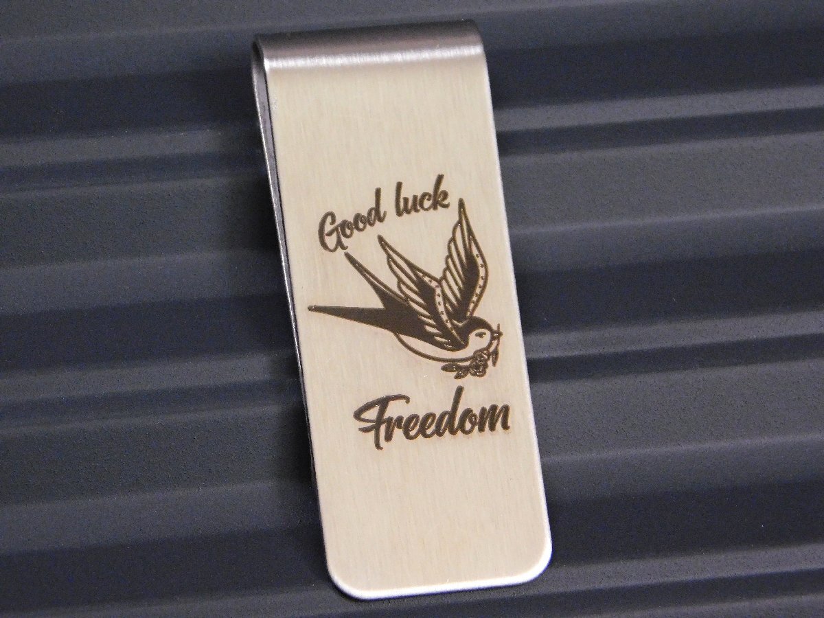 【USA ヴィンテージ マネークリップ】※《GOOD LUCK FREEDOM》 ステンレス製 アメリカン雑貨拍卖
