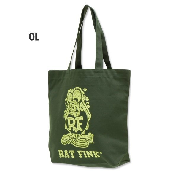 ◆送料無料◆【Rat Fink・ラットフィンク】※《カラートートバッグ / オリーブ》 RAF416OL MOONEYES ムーンアイズ拍卖