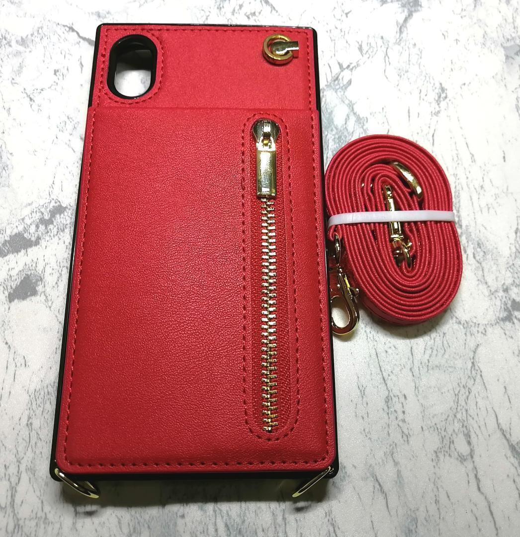 iPhoneXR 用 ケース ショルダー ネックストラップ 折り畳み式 赤色拍卖