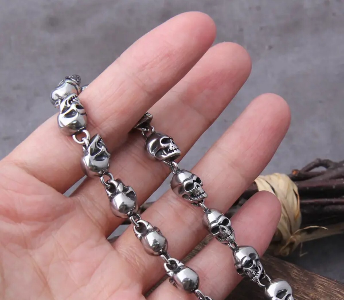 AR28734 55cm メンズパンクスカルチェーンネックレス拍卖