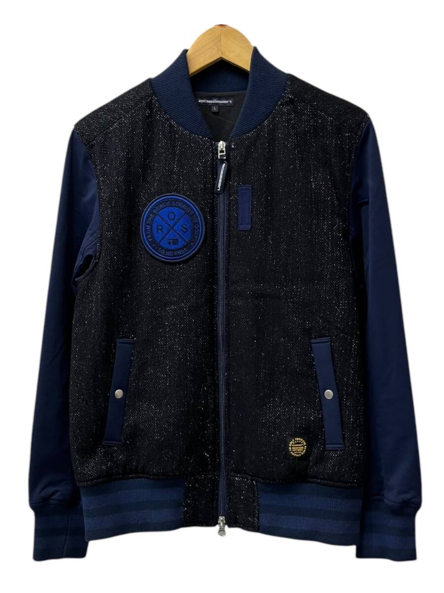ROSASEN (ロサーセン) ウール切り替えブルゾン ジャケット 刺繍ワッペン入り 中綿入り L ネイビー メンズ/027拍卖
