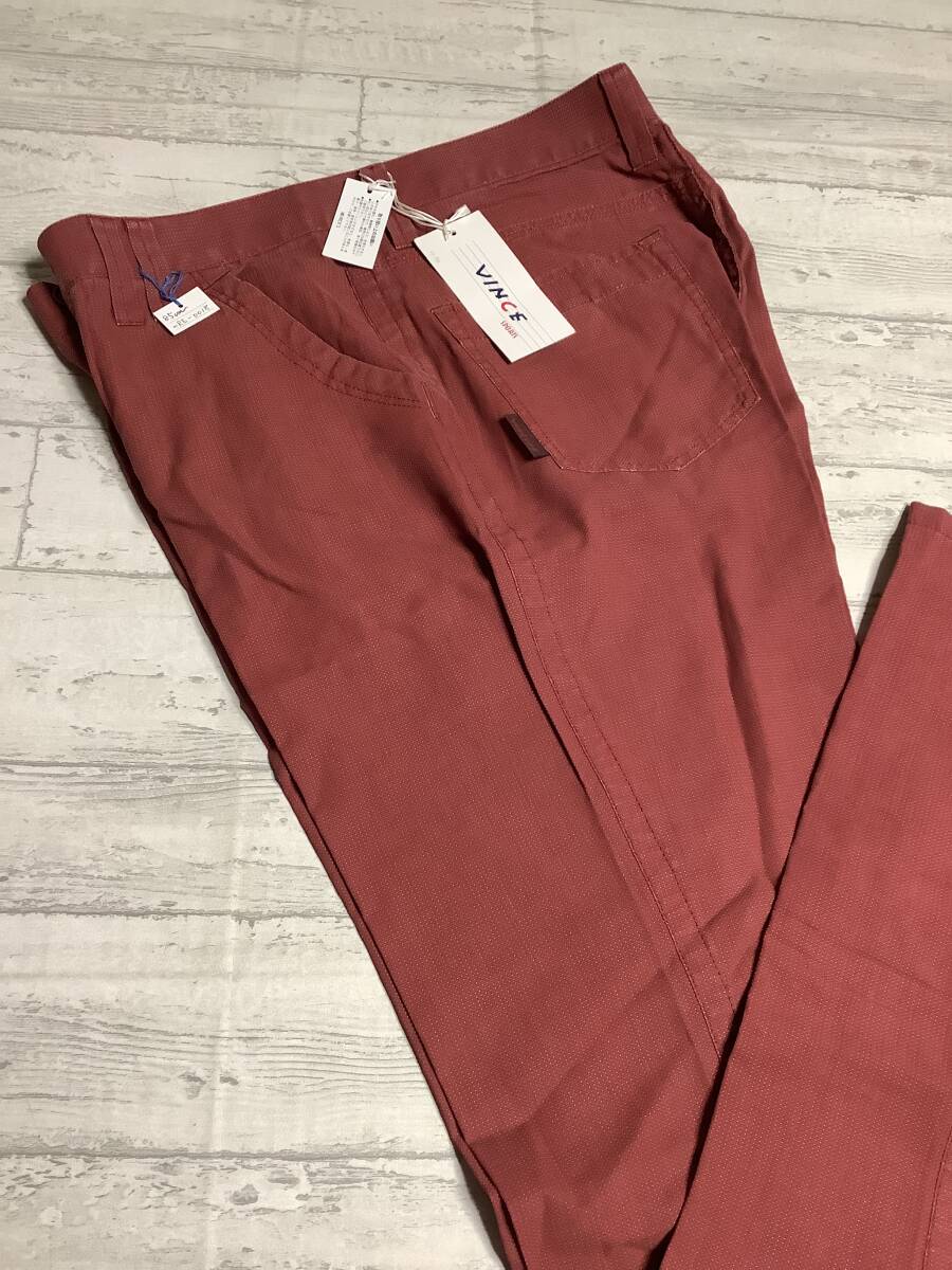 新品未使用 VINCEブランド 日本製 春夏ペラペラ生地の淡いワイン色パンツ ウエスト85cm 定価23,000円拍卖