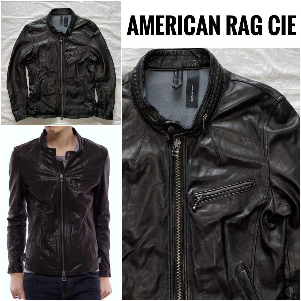 AMERICAN RAG CIE アメリカンラグ シー シングルライダース サイズ1 ブラック ATJ-M101-BL004 拍卖