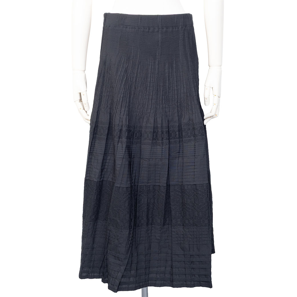 プランテーション フレア ロングスカート ブラック PL24-FG029-26 レディース 綿 サイズ2 プリーツ Plantation 中古拍卖