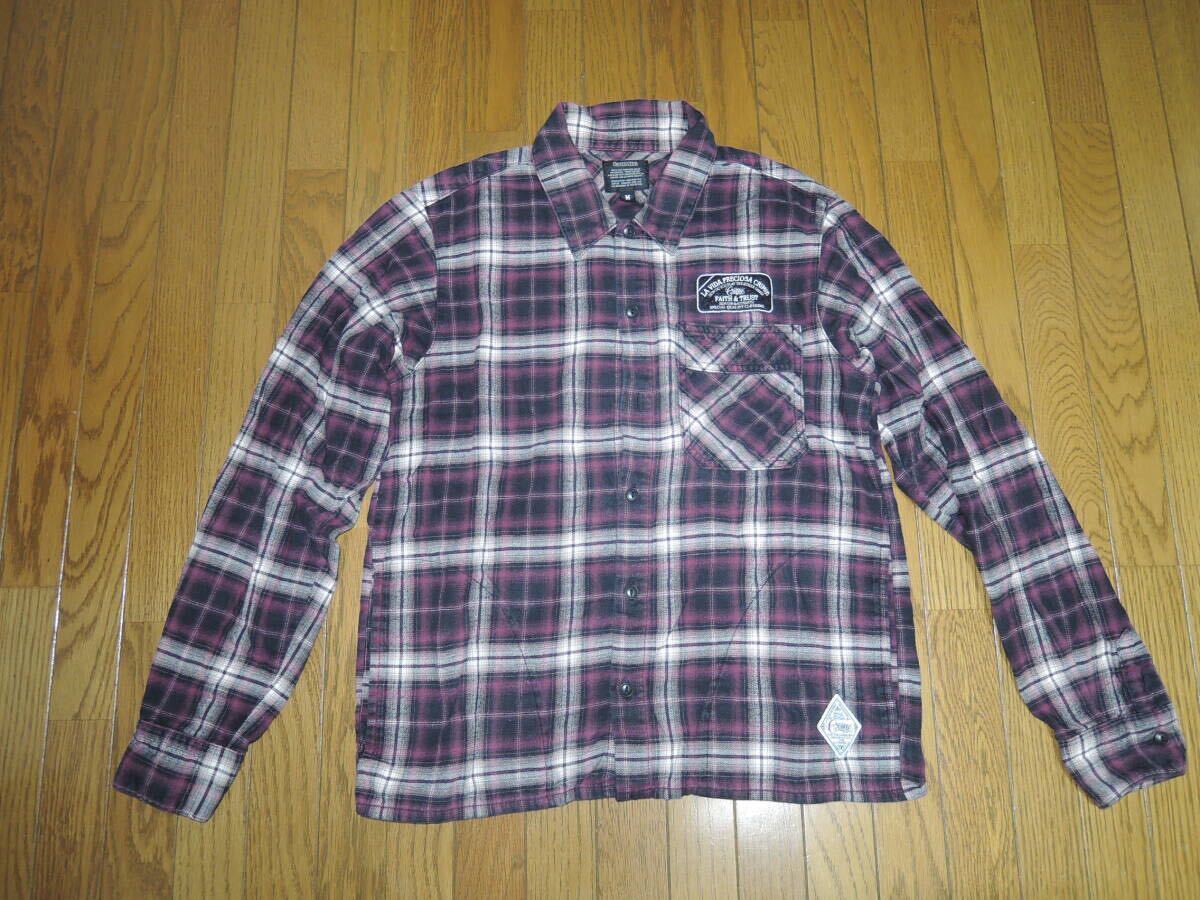 CRIMIE クライミー チェックシャツ M 紫系 ワッペン ワーク 長袖シャツ /拍卖