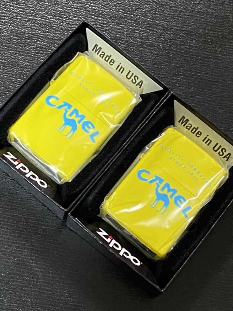 zippo キャメル 両面加工 限定品 2点 イエロー 希少モデル 2020年製 ☆ CAMEL QUALITY TOBACCOS ケース 保証書付き拍卖