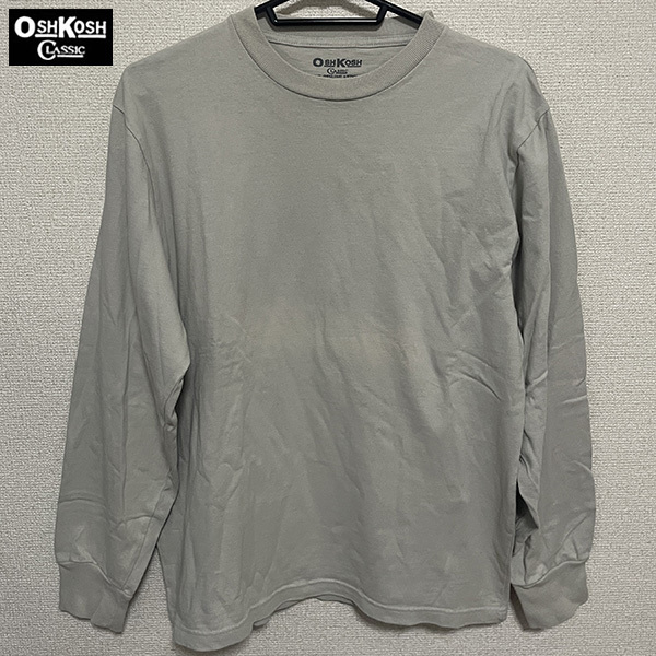 送料無料 OSHKOSH オシュコシュ カットソー 長袖 Tシャツ T-SHIRTS グレー M スポーツ ミリタリー ワーク アメカジ Old Vintage Rare 古着拍卖