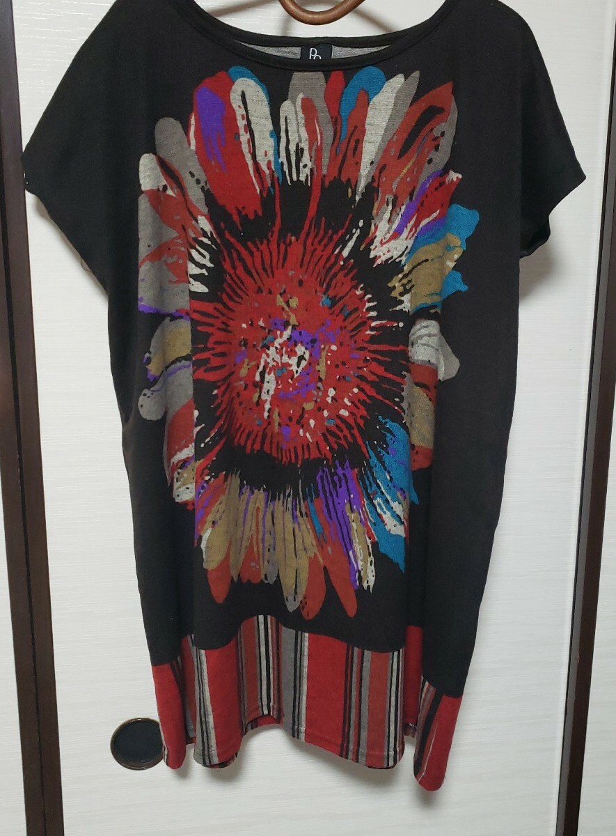 PQ チュニック シャツ カットソー 花柄 半袖 レディース トップス ロング丈 トーストコーポレーション拍卖