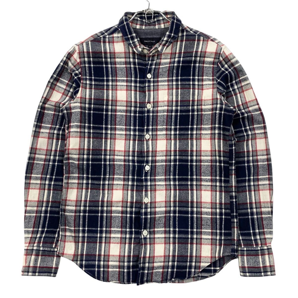 SHIPS JET BLUE(シップスジェットブルー)長袖 ネルシャツ メンズS ネイビー系/レッド系/ホワイト拍卖