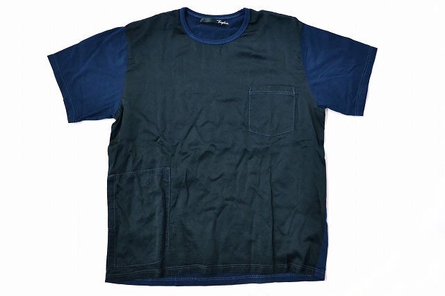 タファー Tougher ONE BOX TEE SILK COTTON INDIGO シルク 半袖 ワンボックスT ポケット付き インディゴ フリーサイズ 定価17,000円拍卖