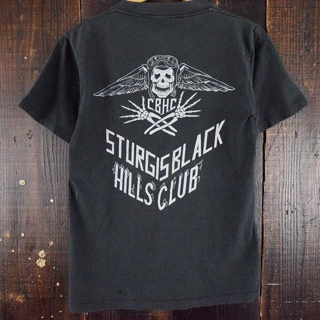 90's C.B.H.C USA製 スカルウィング バイカーTシャツ 古着 ビンテージ Sサイズ シングルステッチ スタージス レア髑髏 検ハーレーヌード拍卖
