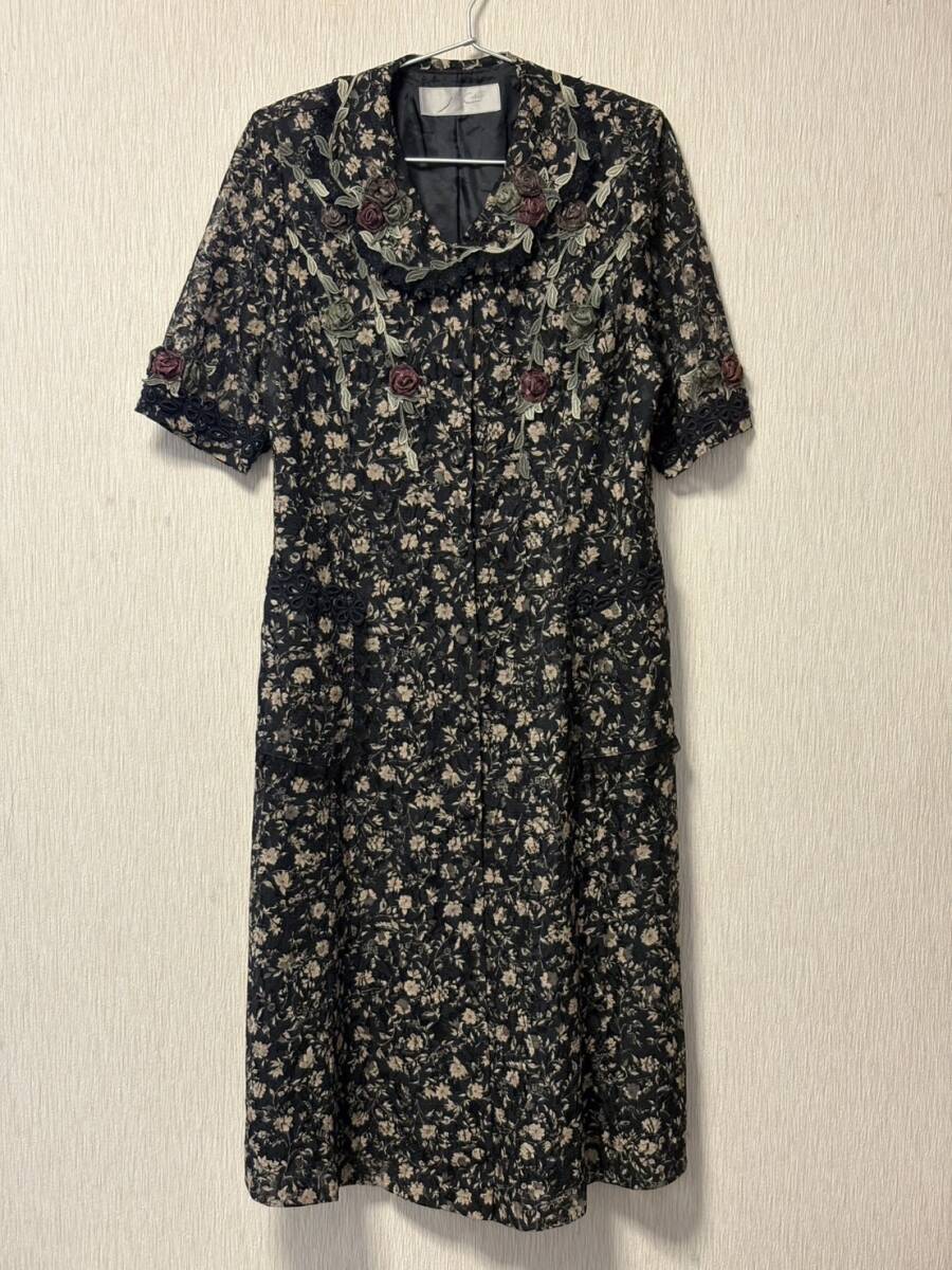 ●Jean Casar ジャンカザール ワンピース (美品です) 日本製 ドロシー レース 花柄 フラワーモチーフ拍卖