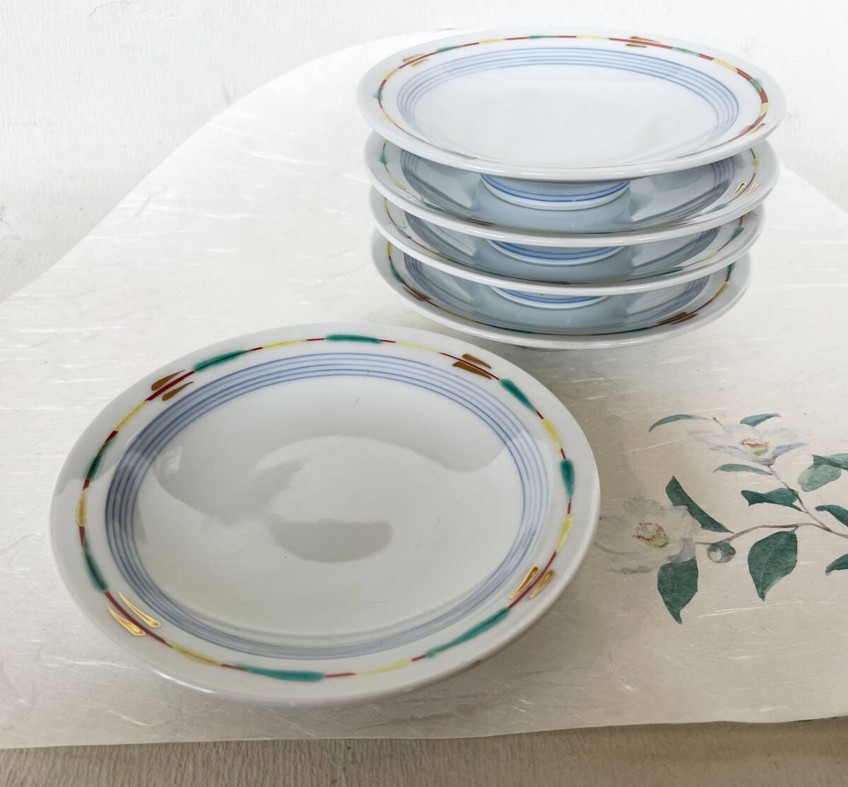 銘々皿 色絵高台皿 5枚 有田焼 フルーツ皿 取皿拍卖