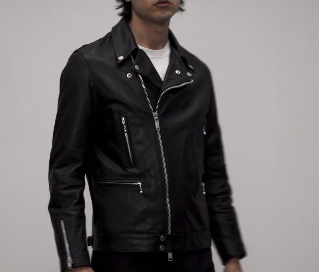 現行 XL相当 42 James Grose ジェームスグロース NEW MANILA ニューマニラ ダブル ライダース レザージャケット 本革 羊革 黒 ブラック 拍卖