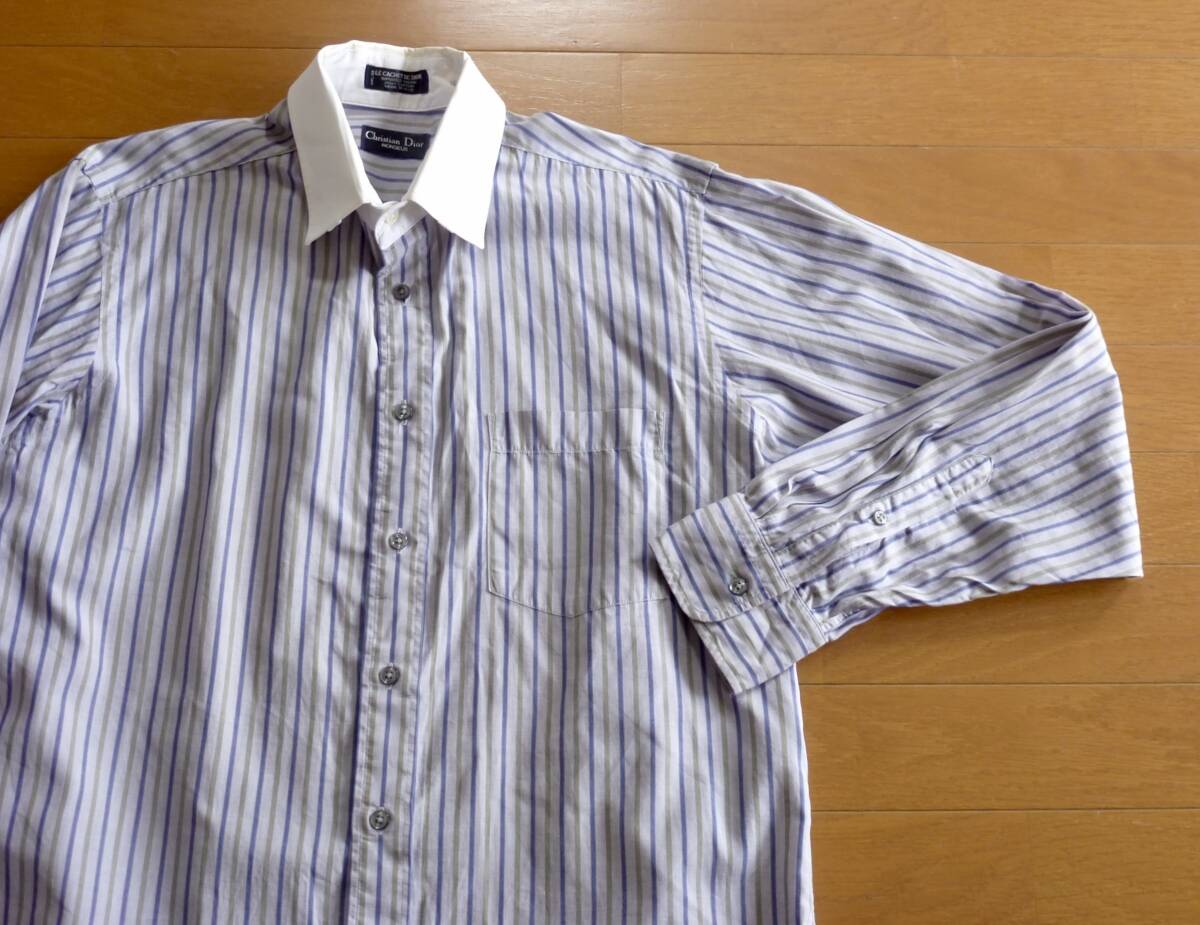 USA製 CHRISTIAN DIOR MONSIEUR クリスチャンディオール ストライプ ドレスシャツ 長袖シャツ 即決あり!拍卖