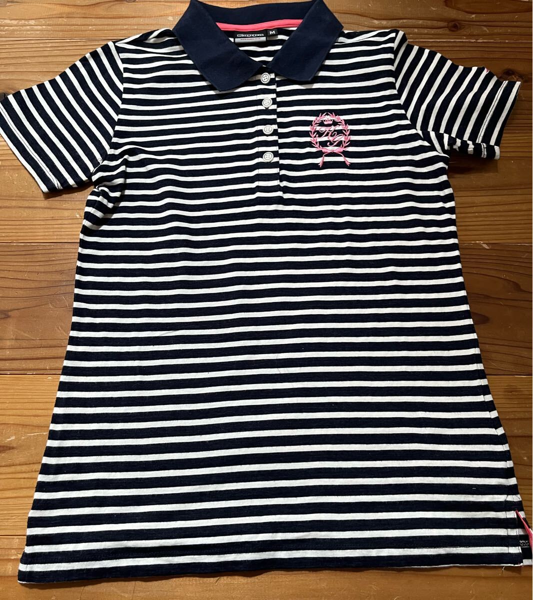 送料込み!!Kappa 半袖 ポロシャツ ボーダー M サイズ  ゴルフウェア ネイビー ケイパ GOLF ゴルフウェア 紺色 刺繍拍卖