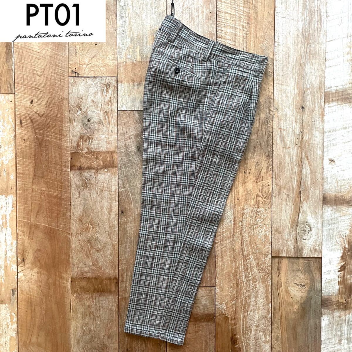 【極美品】PT01 FORWARD ピーティーゼロウーノ Style:05 1プリーツ 1タック テーパード リネン コットン スラックス パンツ 30 BEAMSF取扱拍卖