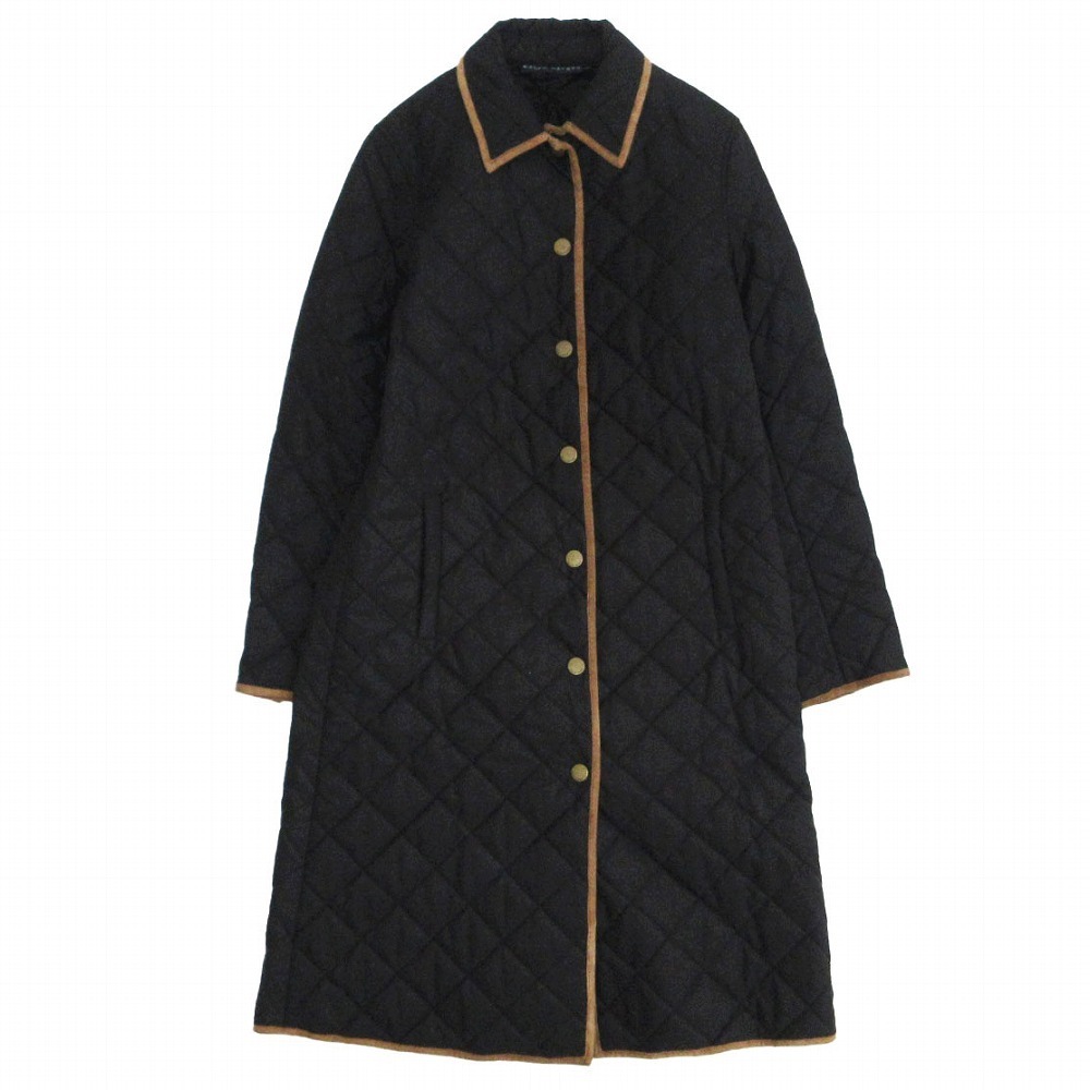 RALPH LAUREN ラルフローレン ラムレザースエードパイピング キルティングコート ブラック サイズ11 CMRLCA2007 レディース /SGW拍卖