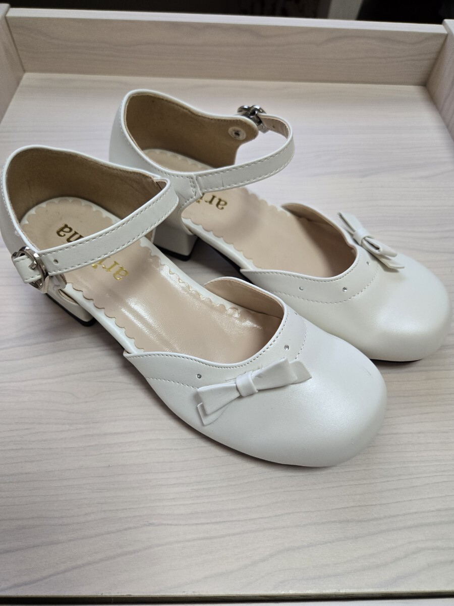 アリサナ★キッズ フォーマルシューズ 21センチ 白 ピアノ発表会 結婚式 ドレスシューズ 拍卖
