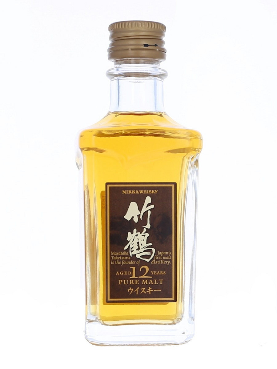 【ミニチュアボトル】ニッカ 竹鶴 12年 ピュアモルト 旧ボトル 角瓶 箱なし 50ml 40% KBM046拍卖
